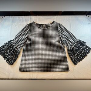J. Crew Black and White Checkered Blouse